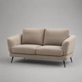 Canapé droit 2 places en polyester beige avec pieds en acier noir, 170 x 88 x 85 cm