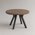 Table à manger ronde en bois et métal, Ø 120 × H 75 cm, brun et noir
