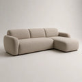 Canapé d’angle 3 places en tissu bouclé beige clair avec méridienne droite, 240 × 160 × 82 cm