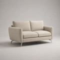 Canapé 2 places rectangulaire en polyester beige clair avec pieds en acier chromé, 160 × 85 × 85 cm