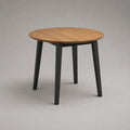 Table à manger ronde 4 places en MDF plaqué chêne et acier noir, Ø 80 × H 75 cm