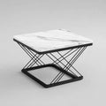 Table basse carrée effet marbre en MDF et acier noir, 60 × 60 × 45 cm