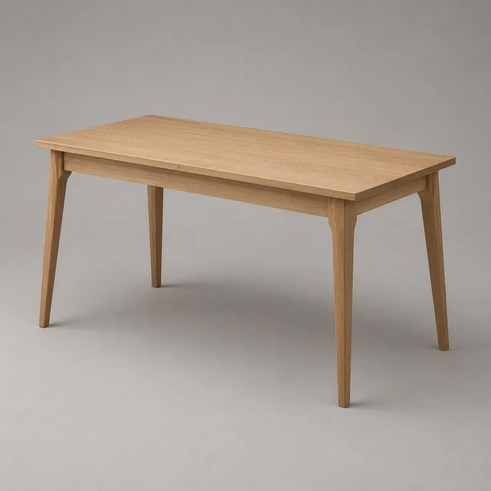 Table à manger extensible rectangulaire en chêne massif naturel, 140-180 × 80 × 75 cm