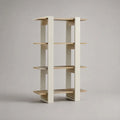 Bibliothèque ouverte rectangulaire à 4 niveaux en bois, blanc et chêne clair, 100 × 30 × 160 cm