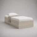 Cadre de lit plateforme 1 place en panneaux de particules, beige clair finition chêne blanchi, 196 × 96 × 45 cm, couchage 90 × 190 cm